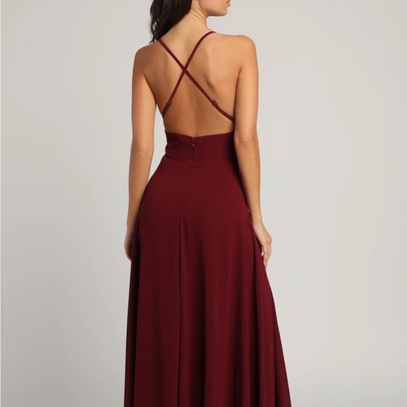 Lulus Burgundy Backless maxi dress - Picture 3 of 3